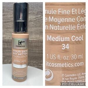 IT Cosmetics Your Skin But Better Foundation + Skincare Medium Cool 34